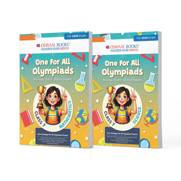 One For All Olympiad Previous Years Solved Papers Class 7 (Set of 2 Books) Maths & Science for 2025 Exam