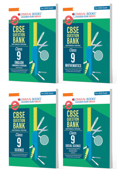 CBSE Question Bank Class 9 Set of 4 Books | English | Mathematics | Science | Social Science | Chapterwise & Topicwise Solved Papers | For 2026 Exams