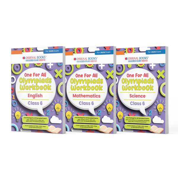 One For All Olympiad Workbook Class 6 (Set of 3 Books) Maths, Science & English For 2025 Exam