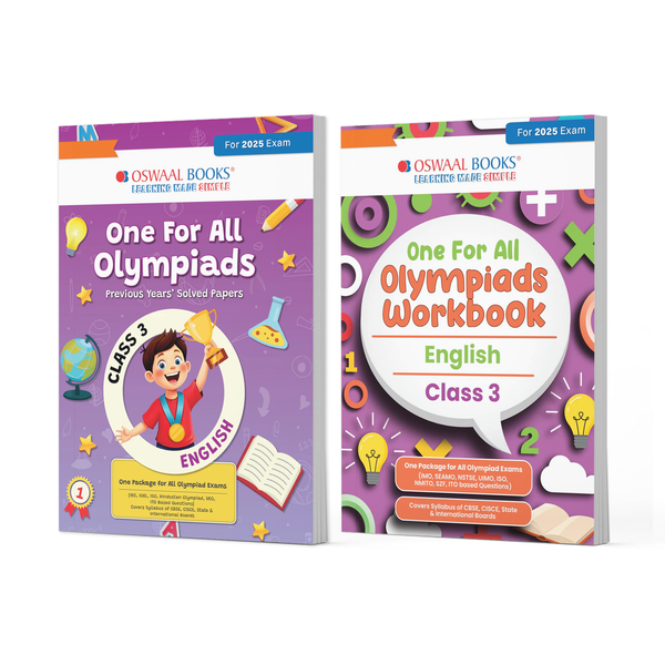 One For All Olympiads Class 3  Chapter-wise Previous Years's Solved Papers (Prep-Guide) + Workbook English (Set of 2 Books) For 2025 Exam