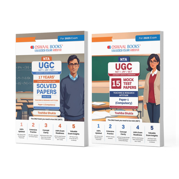NTA UGC NET/ JRF/ SET 17 Chapter-wise & Topic-wise Solved Papers (2009-2025) | Teaching & Research Aptitude General Paper-1 + 15 Mock Test Papers | (Compulsory) (Set of 2 Books) | For 2025 Exam