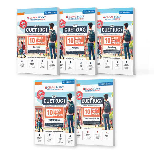 NTA CUET (UG) Mock Test Papers | English, Physics, Chemistry, Maths & General Aptitude Test (Set of 5 Books) | For 2025 Exam