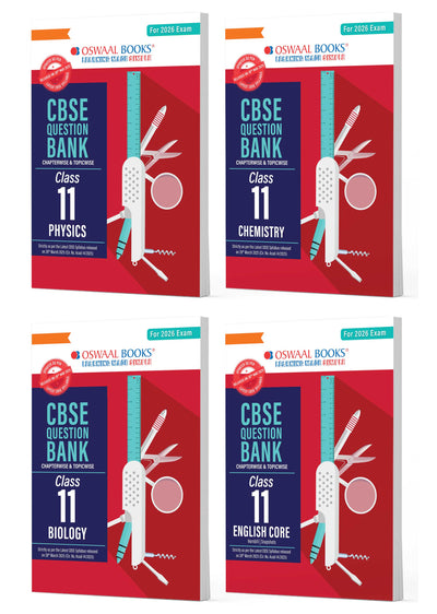 CBSE Question Bank Class 11 Set of 4 Books | English Core | Physics | Chemistry | Biology | Chapterwise & Topicwise Solved Papers | For 2026 Exams