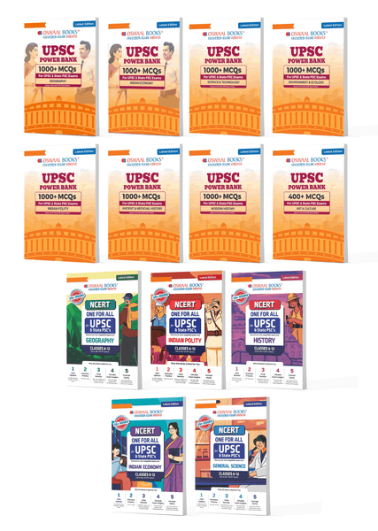 NCERT One for All Books for UPSC & State PSCs (Set of 13) History, Geography, General Science, Indian Polity, Indian Economy + Power Bank 1000+ MCQs Modern Histor
