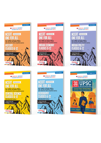 NCERT One for All Books for UPSC & State PSCs (Set of 6) | History, Geography, General Science, Indian Polity, Indian Economy + 31 years UPSC Topic-wise Question Bank |Latest Edition