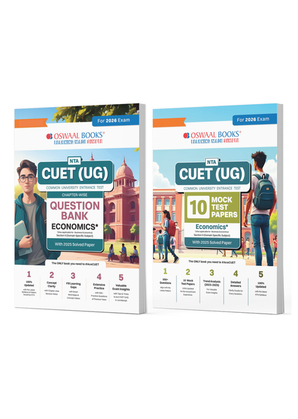 NTA CUET (UG) 2026 Economics Chapterwise Question Bank + 10 Mock Test Papers (Set of 2) | 300–900+ Qs, 2025 PYQ Solved, Mind Maps, Trend Analysis & Detailed Solutions