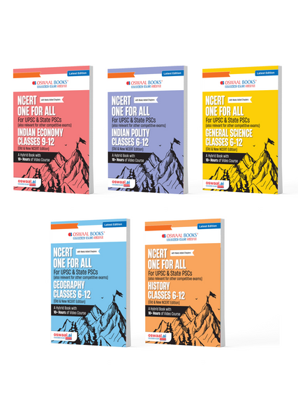 NCERT One for All Book For UPSC and State PSCs History, Geography, General Science, Indian Polity and Indian Economy (Set of 5 Books) Old and New NCERT Edition, Latest Edition