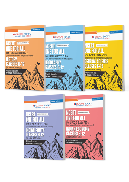 NCERT One for All Book For UPSC and State PSCs History, Geography, General Science, Indian Polity and Indian Economy (Set of 5 Books) Old and New NCERT Edition, Latest Edition