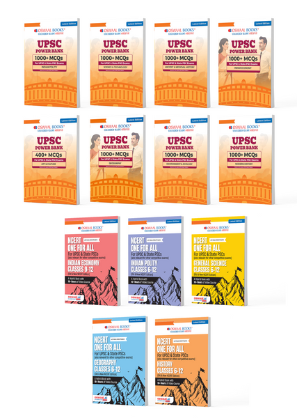 UPSC Power Bank & NCERT One for All Set Of 13 Books | 1000+ MCQs, PYQs & NCERT Based Concept Notes | History, Polity, Geography, Economy, Science | Latest 2026 Edition