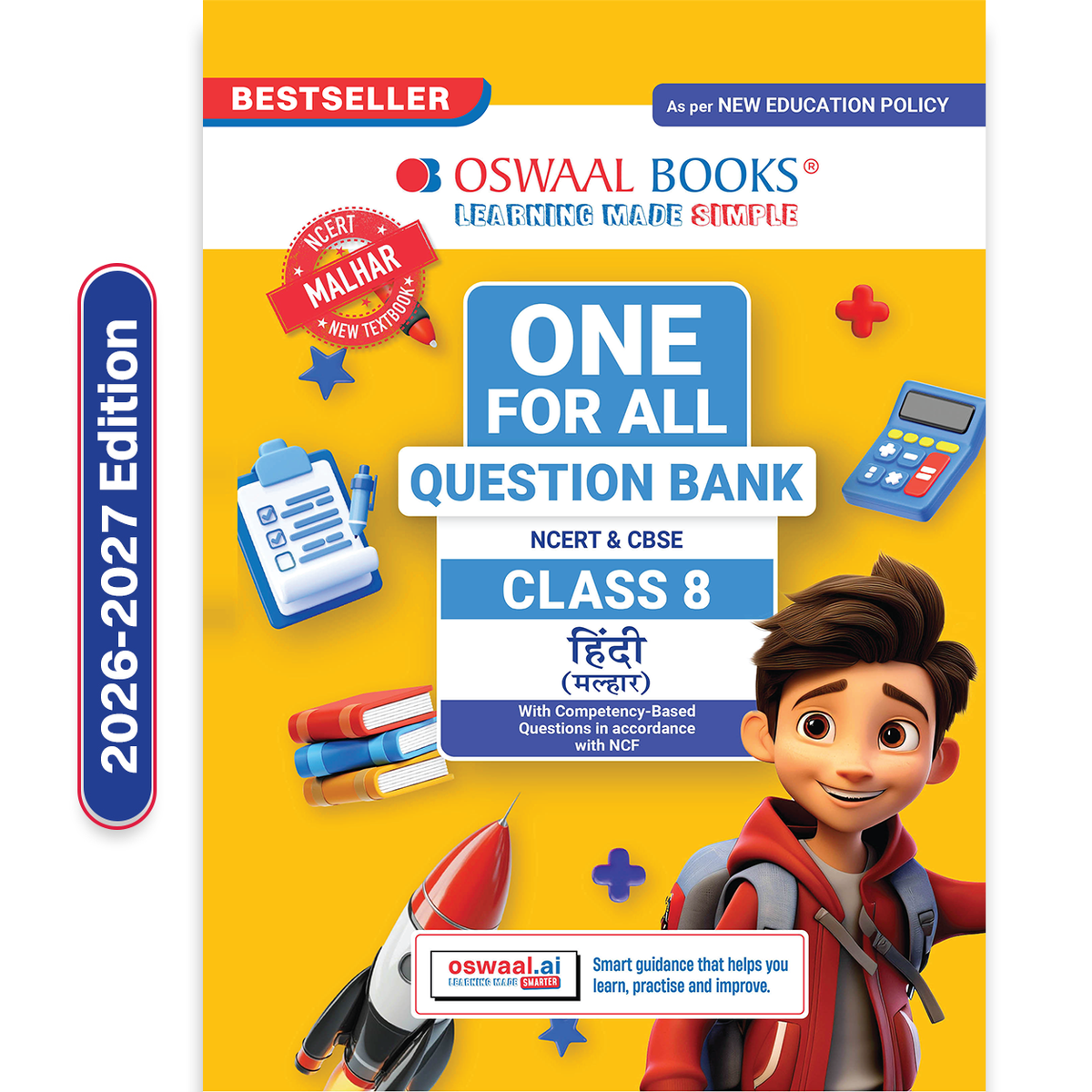 Oswaal CBSE Class-8 One for All Hindi (Malhar) For 2026-27 Exam | As Per Latest NCERT & CBSE Syllabus | Chapter-wise Question Bank, Revision Notes, Literature, Grammar & Competency Based Questions