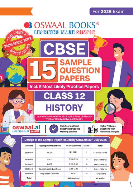 CBSE 15 Sample Question Papers Class 12 History for 2026 Board Exam (As per CBSE Sample Question Paper issued on 30 July 2025), recommended by 2025 CBSE Toppers with Chapter wise Highly Probable Questions