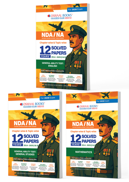 NDA-NA (National Defence Academy/Naval Academy) Chapter-wise & Topic-wise 12 Years' Solved Papers (2014-2025) (II) English, General Studies, Mathematics (Set of 3 Books) For 2026 Exam