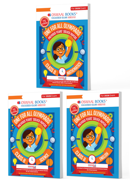 One for All Olympiads | Class 8 Maths, Science, English | Chapter-wise Previous Years' Solved Papers | Prep-Guide With Level 1, 2 & Achievers Section (Set of 3 Books) For 2026 Exam