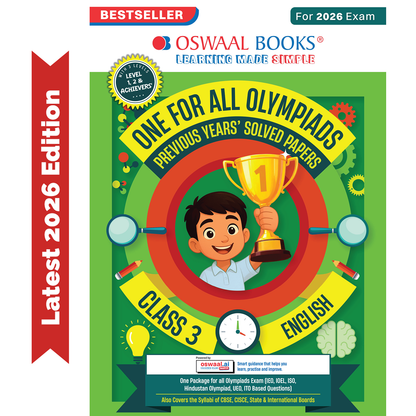 Oswaal One For All Olympiads Class 3 English Prep-Guide Book | Chapter-wise Previous Years' Solved Papers | Questions for SOF IEO & Other Olympiad Exams 2026 | With Sample Practice Papers & Oswaal.AI
