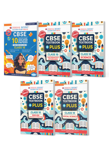 CBSE 10 Years' Solved Papers and Textbook Plus for English Language & Literature, Social Science, Science and Mathematics Standard Class 10 (Set of 5 Books) For Latest Exam