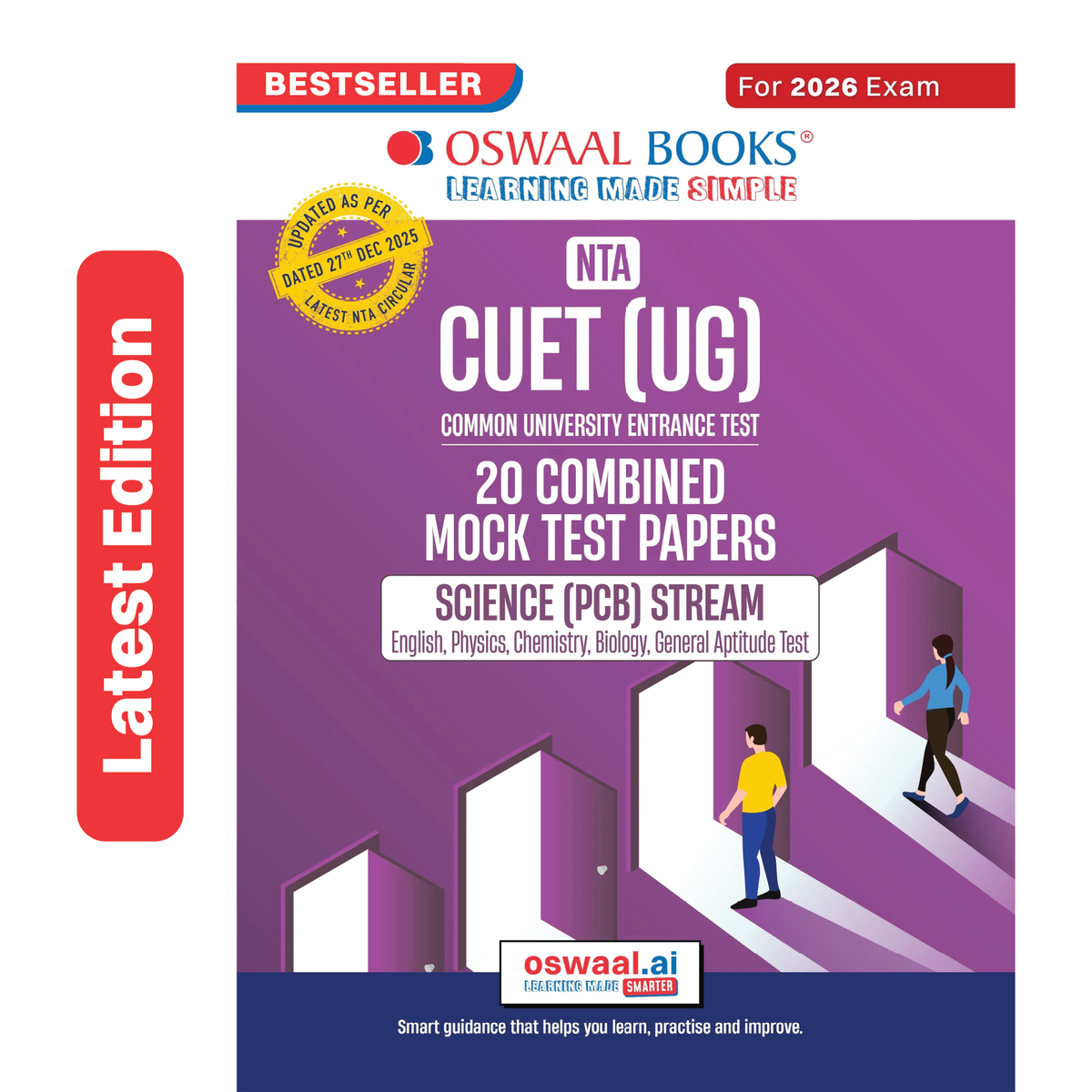 Oswaal NTA CUET (UG) 20 Combined Mock Test Papers | Science PCB Stream (English, Physics, Chemistry, Biology, General Aptitude Test) For 2026 Exam | With New Syllabus & Pattern Released on 27 December 2025