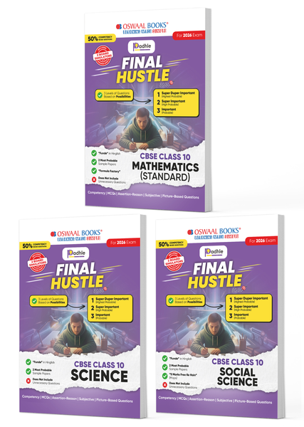 Final Hustle for CBSE Class 10 by Padhle with Board Exam Simulators | Science, Social Science, Maths Standard 2026 Final Preparation with Super Duper Imp Qs, Sample Papers, Mind Maps (Set Of 3)