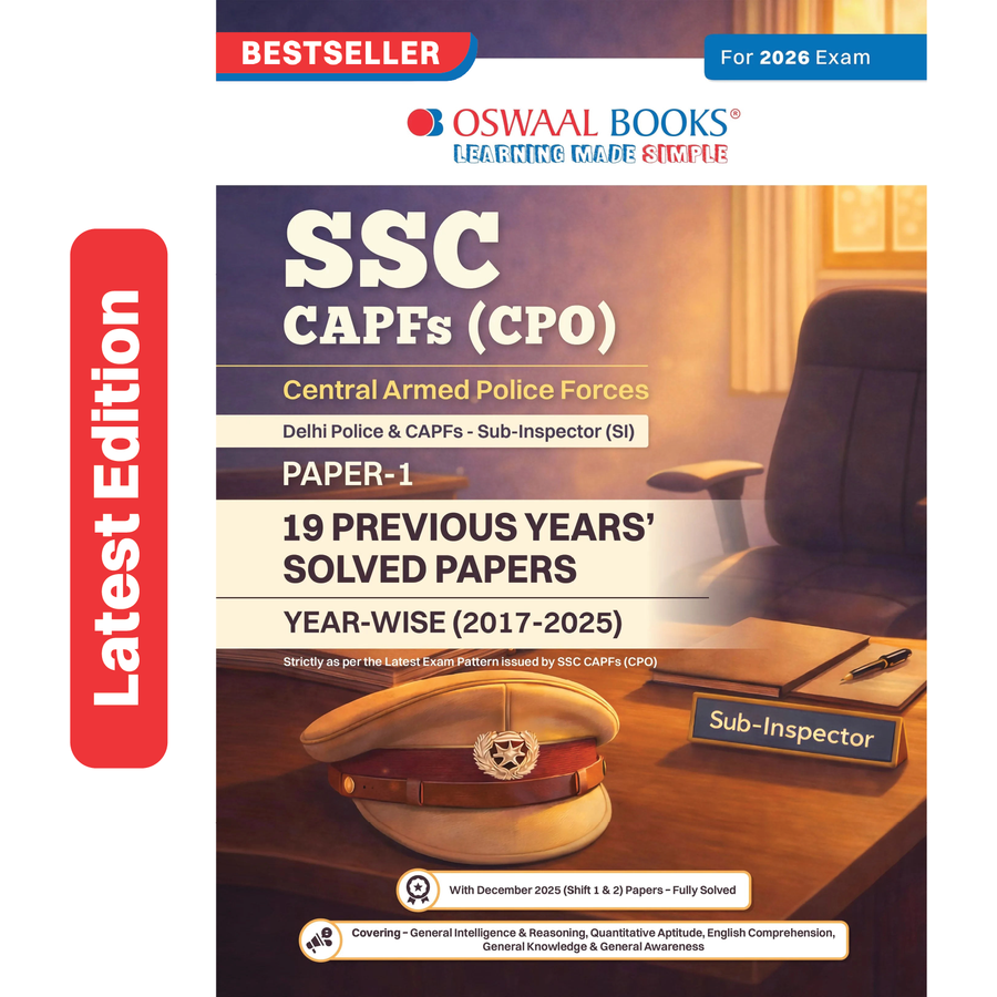 Oswaal SSC CPO & Delhi Police SI Paper-1 19 Previous Years Solved Papers English Medium | 3900+ Questions + 1 Practice Paper | CAPF Year-wise 2017-2025 | For 2026 Exam