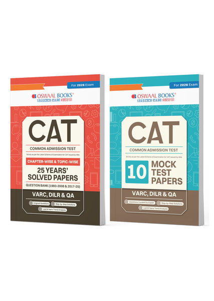CAT 25 Years' Solved Papers + 10 Mock Test Papers (Set of 2 books) | For 2026 Exam