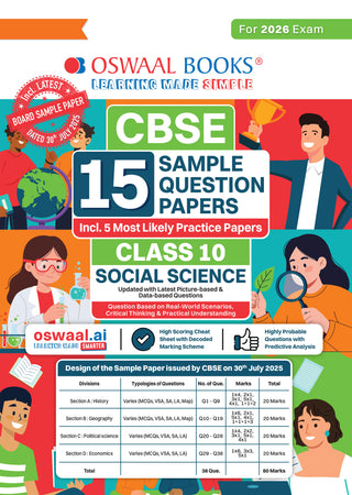CBSE 15 Sample Question Papers Class 10 Social Science for 2026 Board Exam (As per CBSE Sample Question Paper issued on 30 July 2025), recommended by 2025 CBSE Toppers with Chapter wise Highly Probable Questions