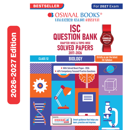 Oswaal Class 12 ISC Biology Question Bank (2017-2026) | Chapter-wise & Topic-wise with Competency Based Questions | For 2027 Exam | With Solved 2026 Board Paper | Self-Assessment Papers