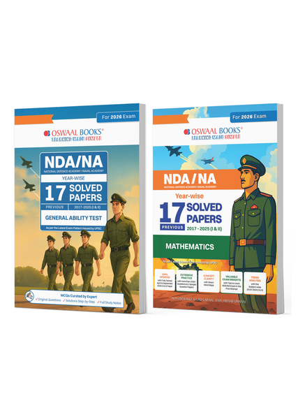 NDA-NA (National Defence Academy/Naval Academy) 17 Previous Solved Papers | Yearwise (2017-2025) (I & II) General Ability Test & Mathematics (Set of 2 Books) For 2026 Exam