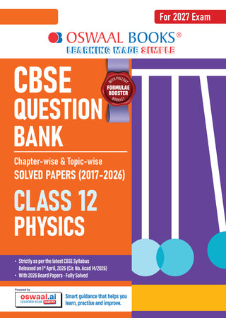 CBSE Class 12  Physics Question Bank | Chapter & Topic-wise Solved Papers (2017–2026) | Based on Latest Syllabus (April 2026) | Includes 2026 Papers | | For 2027 Exam