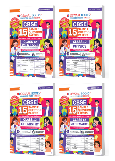 CBSE Sample Question Papers Class 12 English, Physics, Chemistry & Mathematics (Set of 4 Books) (For Board Exams 2026)