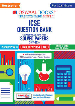 Class 10 ICSE Question Bank English Paper 1 (Language)(2017-2026) | For 2027 Exam Chapter-wise & Topic-wise with Competency Based Questions | Includes 2026 Paper- fully solved | Self-Assessment Papers | Practice Papers