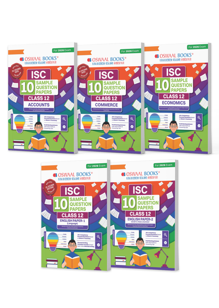 ISC 10 Sample Question Papers Class 12 (Set of 5 Books)  Accounts, Commerce, Economics, English Paper 1 & 2 For 2026 Board Exam (Based On The Latest CISCE/ICSE Specimen Paper),With Competency-Based Questions, Mind Maps, On-Tips Notes