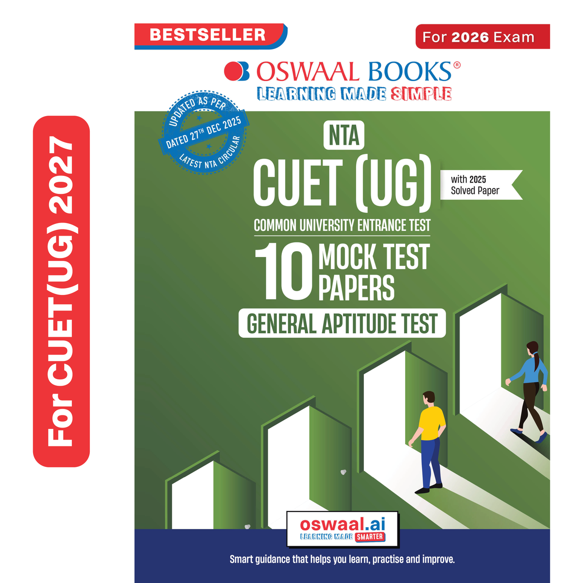 Oswaal NTA CUET (UG) 10 Mock Test Papers General Aptitude Test For 2026 Exam (Section-II) (as per latest 27 Dec., notification) | 550+ MCQs for Practice | Includes 2025 Paper- fully solved | With Oswaal AI