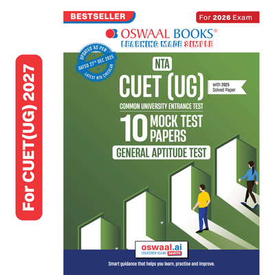 Oswaal NTA CUET (UG) 10 Mock Test Papers General Aptitude Test For 2026 Exam (Section-II) (as per latest 27 Dec., notification) | 550+ MCQs for Practice | Includes 2025 Paper- fully solved | With Oswaal AI