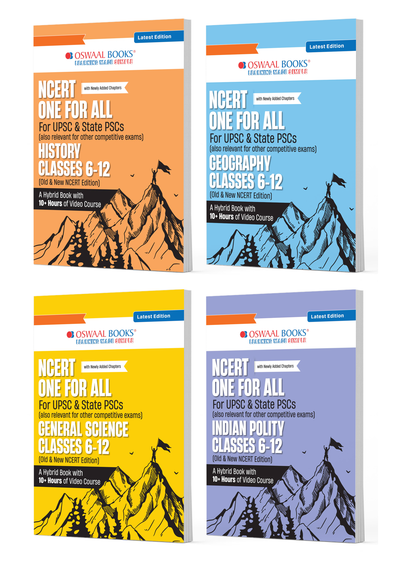NCERT One for All Book For UPSC and State PSCs History, Geography, General Science and Indian Polity (Set of 4 Books) (Old and New NCERT Edition) Latest Edition