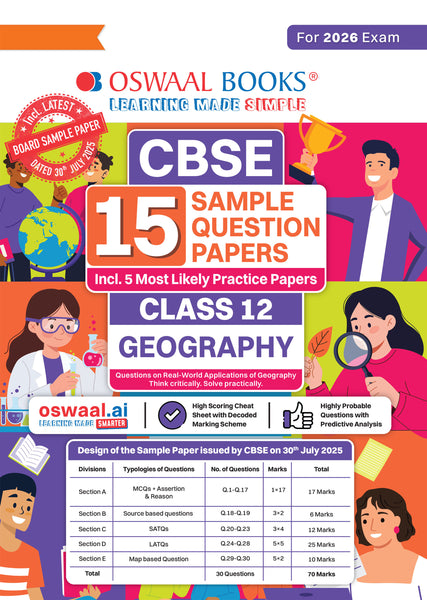 CBSE 15 Sample Question Papers Class 12 Geography for 2026 Board Exam (As per CBSE Sample Question Paper issued on 30 July 2025), recommended by 2025 CBSE Toppers with Chapter wise Highly Probable Questions