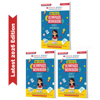 Oswaal One For All Olympiad Workbook Class 7 (Set of 3 Books) Maths, Science & English For 2026 Exam