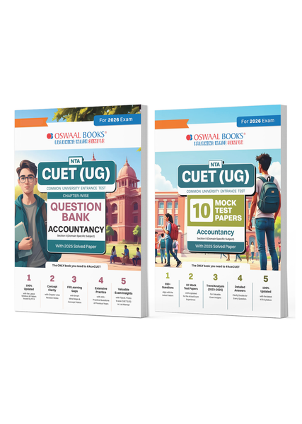 NTA CUET (UG) 2026 Accountancy Chapterwise Question Bank + 10 Mock Test Papers (Set of 2) | 300–900+ Qs, 2025 PYQ Solved, Mind Maps, Trend Analysis & Detailed Solutions