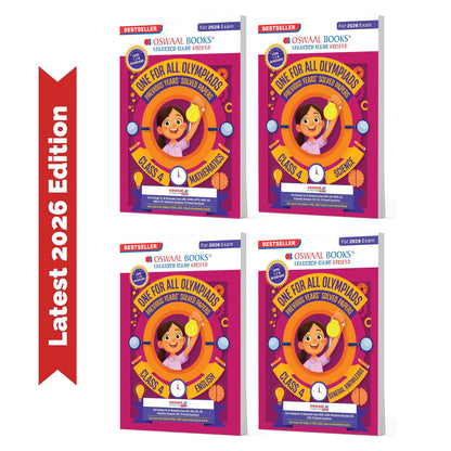 Oswaal One for All Olympiads | Class 4 Maths, Science, English, GK | Chapter-wise Previous Years' Solved Papers | Prep-Guide With Level 1, 2 & Achievers Section (Set of 4 Books) For 2026 Exam