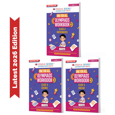 Oswaal One For All Olympiad Workbook Class 4 (Set of 3 Books) Maths, Science & English For 2026 Exam