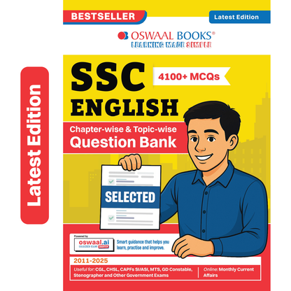 Oswaal SSC General English 15 Years Question Bank | 4100+ MCQs Tier-1 Chapter-wise & Topic-wise | SSC CGL, CHSL, MTS, CPO | Previous Years 2011-2025 | For 2026 Exam