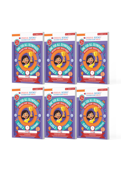 One For All Olympiad Chapter-wise Previous Years' Solved Papers, Prep-Guide Class 2 (Set of 6 Books) Maths, English, Science, Reasoning, Cyber & General Knowledge (For 2026 Exam)