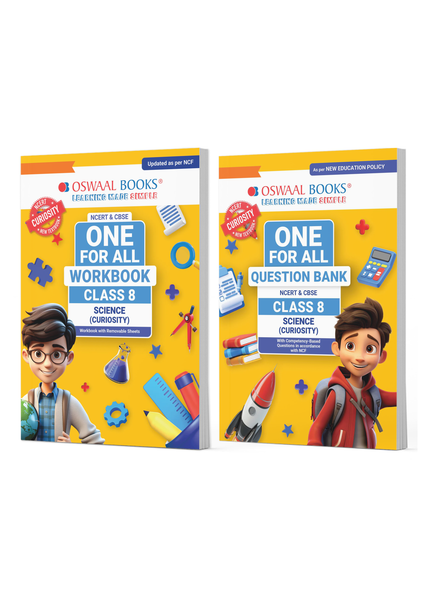One For All Question Bank + One For All Workbook (NCERT & CBSE) Class 8 Science (Set of 2 Books) | Updated As Per NCF For Latest Exam