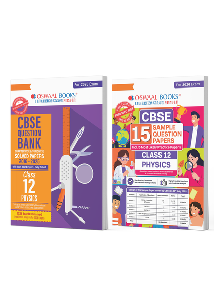 CBSE Class 12 Physics 2026 | Toppers’ Recommended Bundle | Question Bank + 15 Sample Question Papers with Mind Maps, Revision Notes & Competency-Based Questions (Set of 2 Books)