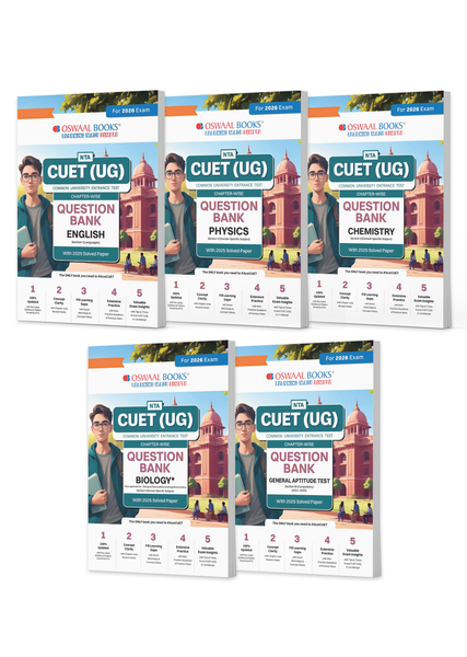 NTA CUET (UG) Question Banks | Chapterwise & Topicwise | English, Physics, Chemistry, Biology & General Test | Set of 5 Books | Entrance Exam Preparation Books 2026