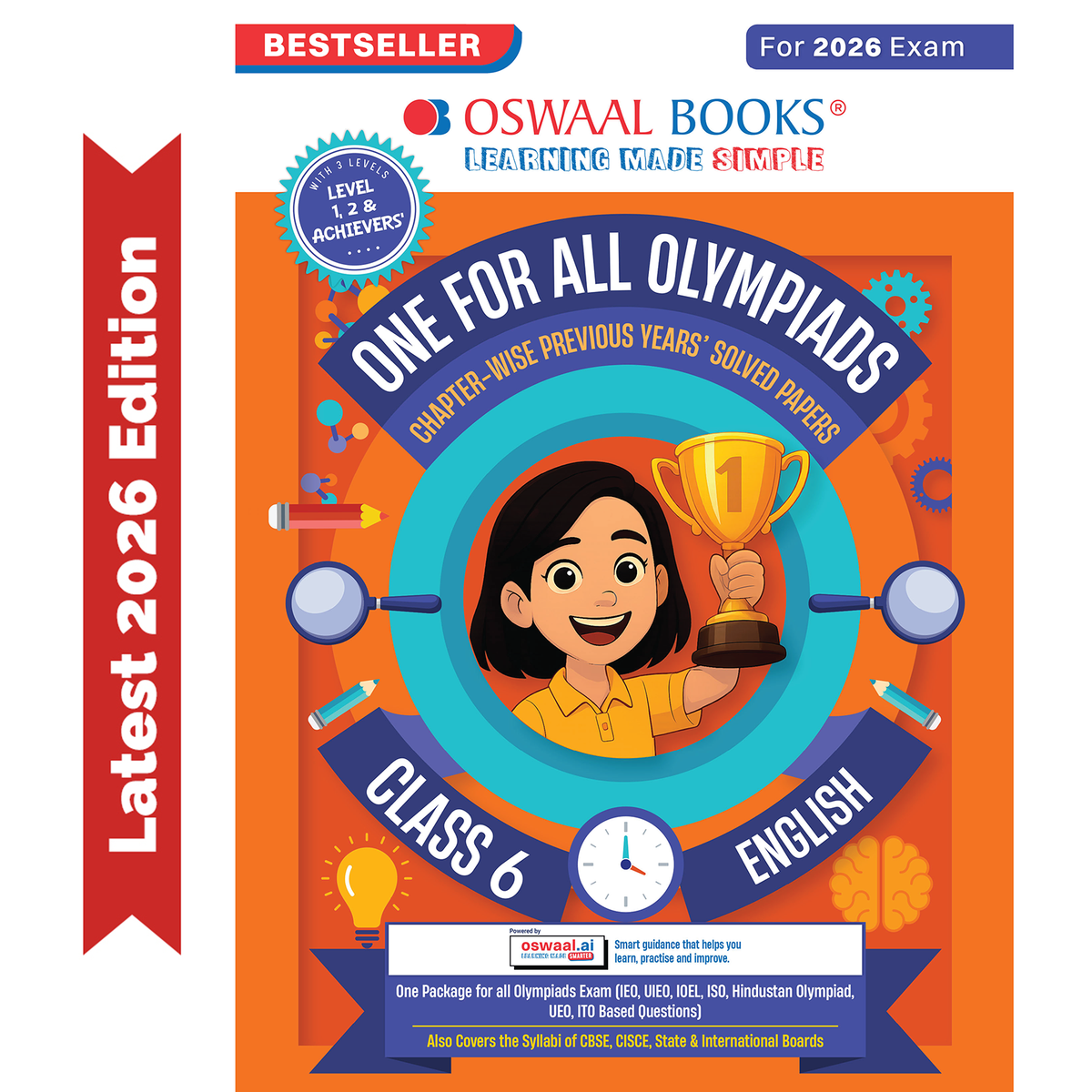 Oswaal One For All Olympiads Class 6 English Prep-Guide Book | Chapter-wise Previous Years' Solved Papers | Questions for SOF IEO & Other Olympiad Exams 2026 | With Sample Practice Papers & Oswaal.AI