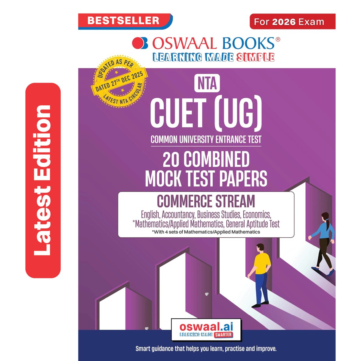 Oswaal NTA CUET (UG) 20 Combined Mock Test Papers | Commerce Stream (English, Accountancy, Business Studies, Economics, Maths, General Aptitude Test) For 2026 Exam | With New Syllabus & Pattern Released on 27 December 2025