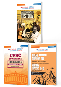 UPSC History Exam Pack 2026 (Set of 3 Books) | Modern Indian History + Power Bank 1000+ MCQs + NCERT One For All (History Class 6 - 12) | PYQs, 1500+ Practice Qs, Mind Maps, Smart Summaries & Exam Readiness