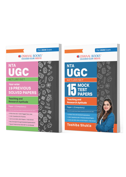 NTA UGC NET Paper-1 19 Solved Papers Year-wise (2015-2025) General Aptitude + 15 Mock Test Papers Teaching & Research Aptitude General Paper-1 (Compulsory) (Set of 2 Books) | For 2026 Exam
