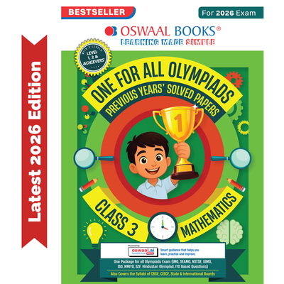 Oswaal One For All Olympiads Class 3 Maths Prep-Guide Book | Chapter-wise Previous Years' Solved Papers | Questions for SOF IMO & Other Olympiad Exams 2026 | With Sample Practice Papers & Oswaal.AI