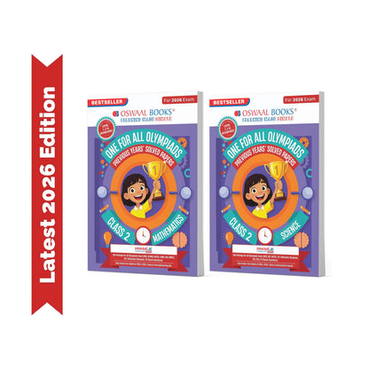 Oswaal One For All Olympiad Chapter-wise Previous Years's Solved Papers, Prep-Guide Class 2 (Set of 2 Books) Maths & Science For 2026 Exam