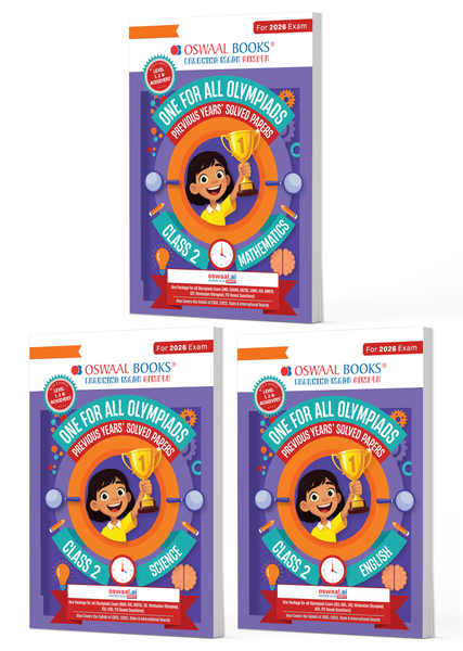 One for All Olympiads | Class 2 Maths, Science, English | Chapter-wise Previous Years' Solved Papers | Prep-Guide With Level 1, 2 & Achievers Section (Set of 3 Books) For 2026 Exam